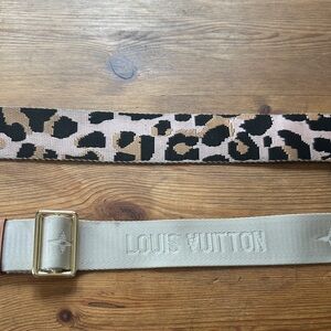 Leopard and Beige Purse Straps with Gold Buckle Two Straps